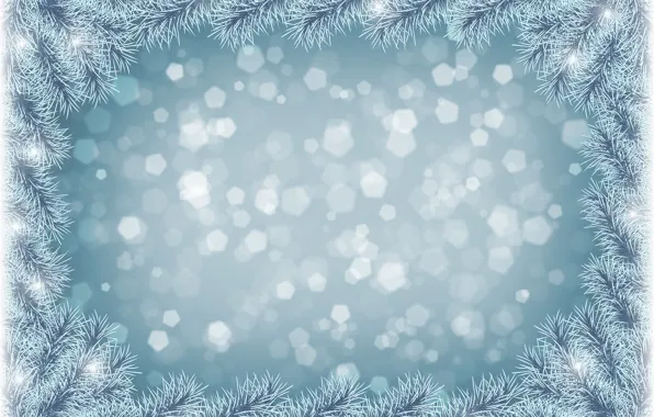 Картинка снег, иголки, рамка, ёлка
