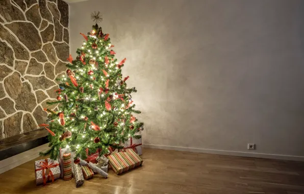 Картинка украшения, елка, свечи, Новый Год, Рождество, подарки, Christmas, Xmas, decoration, gifts, Merry