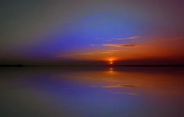 Картинка море, закат, отражение, вечер, Германия, sunrise, See, Friesland, Reiner Vogeley, The sound of silence, Wyk …
