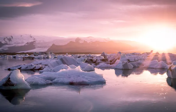 Картинка Nature, Sun, Water, View, Iceland, Glacier, Lagoon, Jokulsarlon