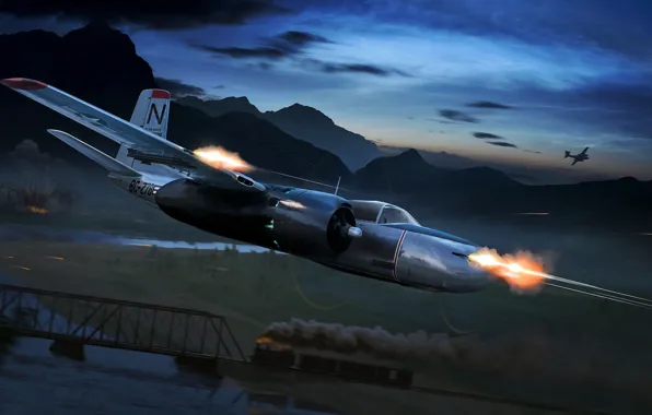Картинка рисунок, арт, штурмовик, Douglas, Invader, A-26, американский ближний бомбардировщик