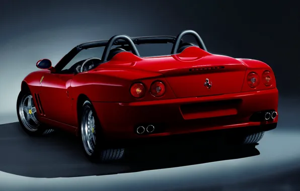 Картинка красный, Феррари, Ferrari, вид сзади, Суперкар, 550, Barchetta, Pininfarina