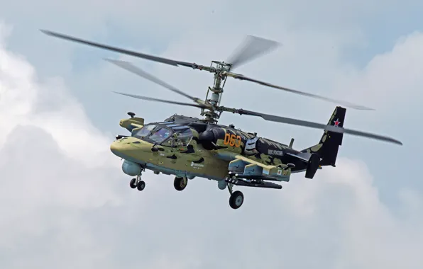 Картинка небо, полёт, вертолёт, российский, Ка-52, ударный, «Аллигатор»