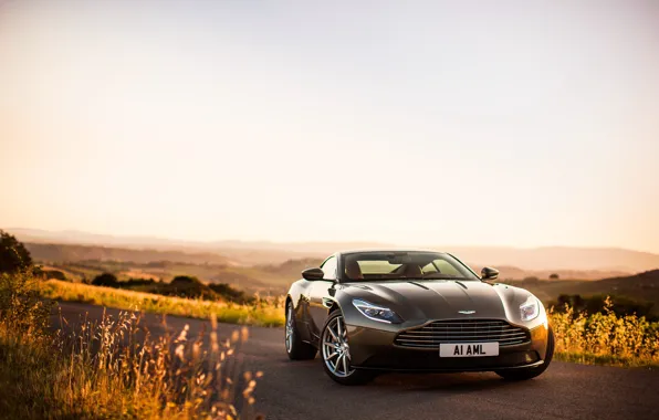 Картинка дорога, небо, Aston Martin, суперкар, supercar, road, передок, DB11