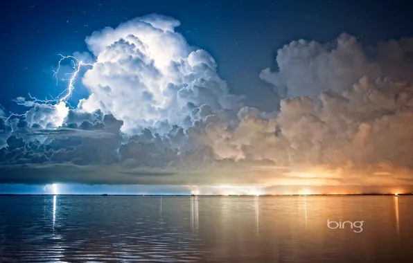 Картинка небо, тучи, стихия, молния, США, Florida, Cape Canaveral