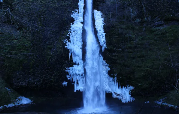 Картинка ice, water, rocks, falls, Horsetail Falls