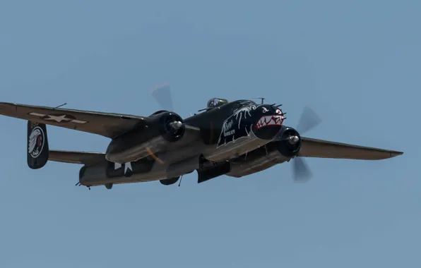 Картинка бомбардировщик, американский, двухмоторный, средний, Mitchell, B-25