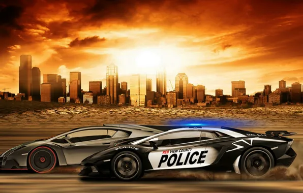 Картинка Lamborghini, Games, Police, Aventador, Supercar, Need For Speed, Veneno, Rivals