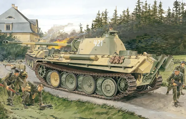 Картинка Рисунок, Пантера, Panther, PzKpfw V, Немецкий, Sd. Kfz. 171, Panzerkampfwagen V, Средне-тяжёлый танк, Ausführung G, …