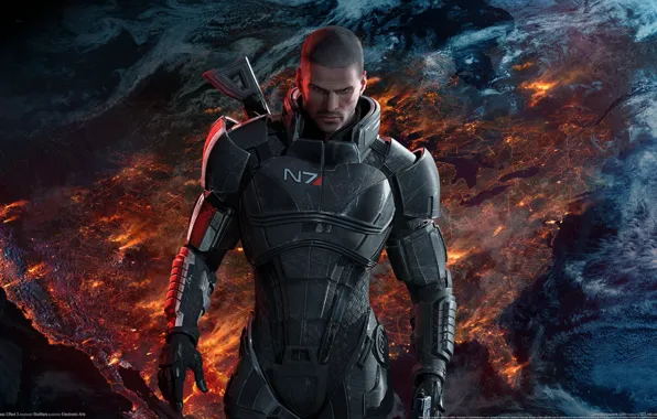 Картинка капитан, Mass Effect, шепард