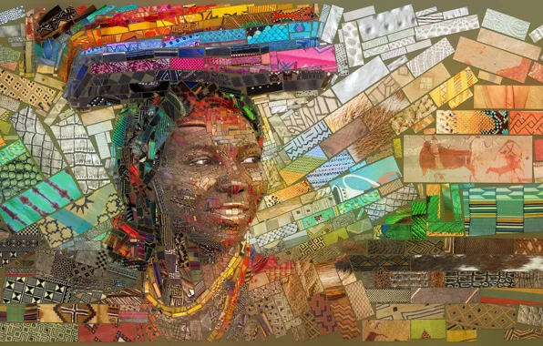 Картинка мозаика, фон, Африка, иллюстрация