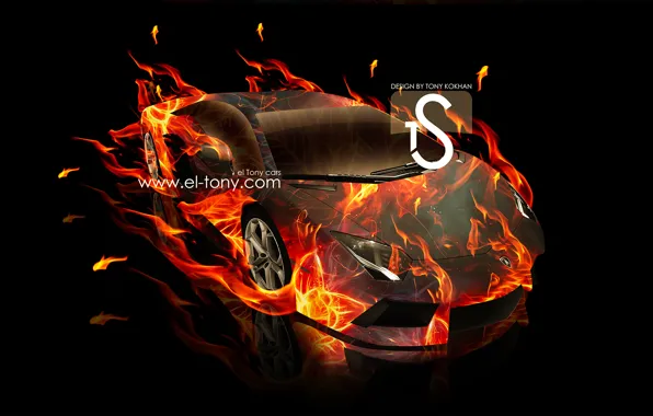 Картинка Lamborghini, Car, Fire, Aventador, el Tony Cars, Огненная