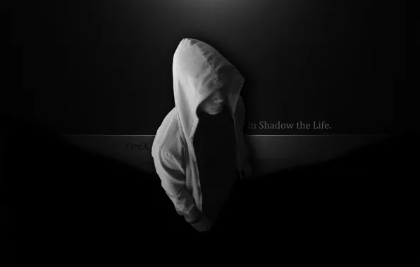 Картинка темнота, человек, капюшон, FireX, in shadow the life