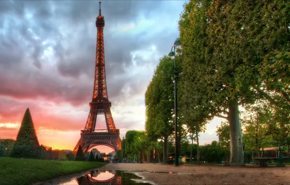 Картинка Париж, Paris, night, France, morning, Eiffel Tower, Эйффелевая Башня