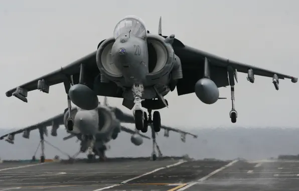 Картинка истребители, палуба, взлет, штурмовики, AV-8B, Harriers