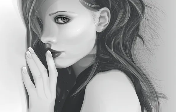 Картинка взгляд, девушка, рисунок, Kate Beckinsale