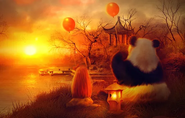 Картинка bird, land, sun, awesome, amazing, great, wonderful, balloons, stunning, charming, magical, marvellous
