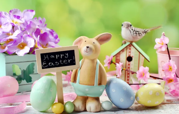 Картинка цветы, яйца, весна, Пасха, flowers, spring, Easter, eggs, decoration, Happy