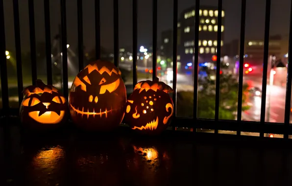 Картинка ночь, тыквы, Halloween
