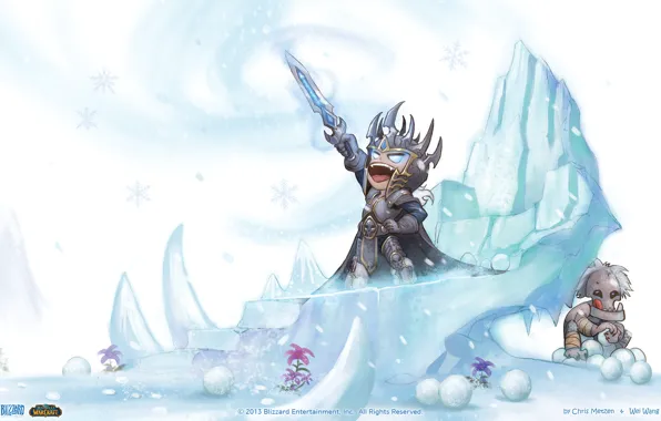 Картинка снег, мечь, World of Warcraft, Король Лич, Прислужник, комки