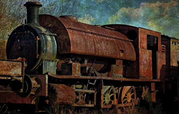Картинка поезд, паровоз, ржавчина, метал