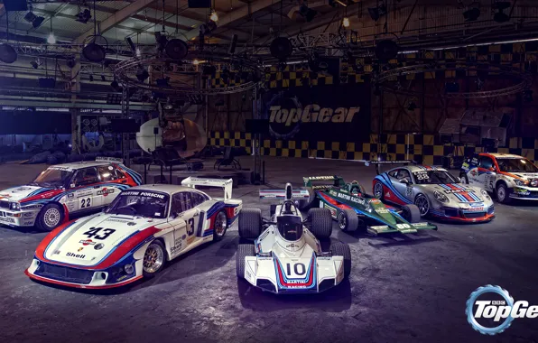 Картинка Top Gear, Porsche 935/78 “Moby Dick”, Brabham BT44, Porsche 911 GT3 Cup, Ford Focus WRC, …