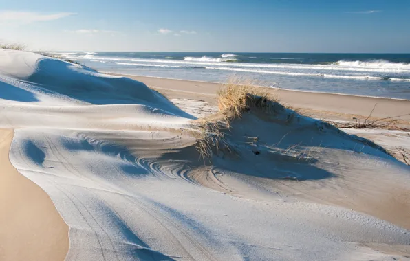 Картинка песок, море, небо, берег, дюны