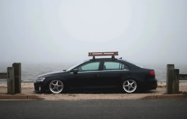 Картинка небо, туман, берег, Volkswagen, Jetta, MK6