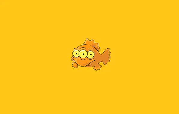 Картинка минимализм, рыба, симпсоны, simpsons, orange, три глаза