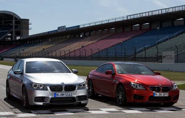 Картинка трасса, вид спереди, автомобили, and, BMW M5, Competition Package, BMW M6 Coupe