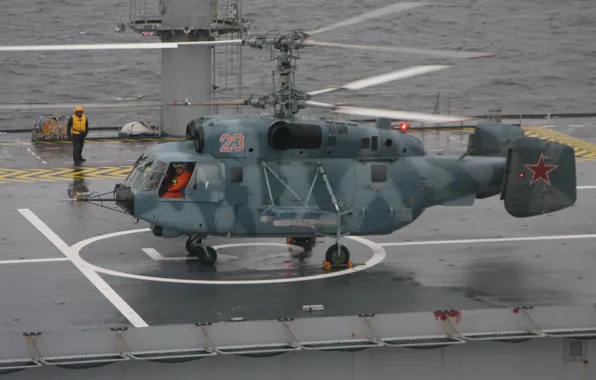 Картинка палуба, вертолёт, ВМФ России, Ка-29