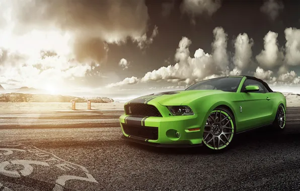 Картинка green, Mustang, Ford, Shelby, GT500, мустанг, зелёный, перед, мускул кар, форд, шелби, muscle car, front
