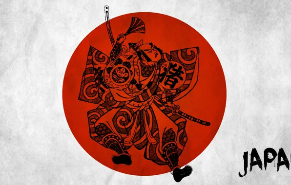 Картинка минимализм, Япония, самурай