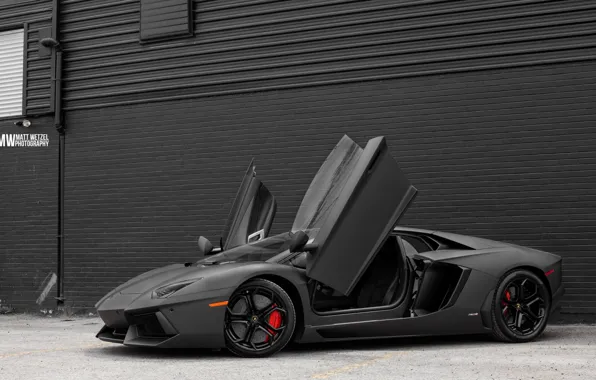 Картинка Lamborghini, Space, Front, Grey, LP700-4, Aventador, Supercar, Doors