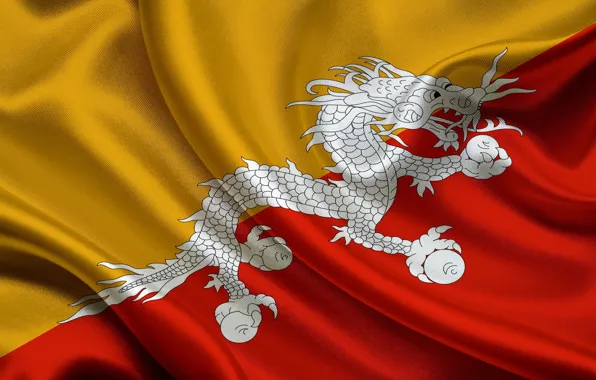 Картинка Дракон, Флаг, Текстура, Бутан, Flag, Королевство Бутан, Butane