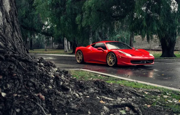 Картинка Ferrari, Red, 458, Front, Tuning, Supercars, Italia, Road, Klassen iD