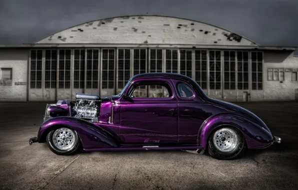 Картинка фиолетовый, ретро, улица, классика, hot-rod, classic car
