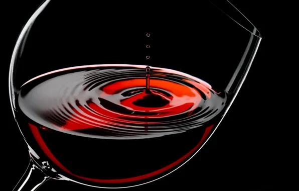 Картинка капли, вино, красное, стеклянный, бокал, черный фон