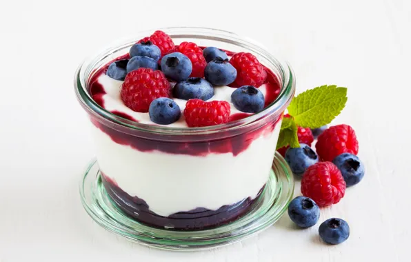 Картинка малина, еда, черника, крем, десерт, blueberry, cream, dessert, raspberry, йогурт, yoghurt