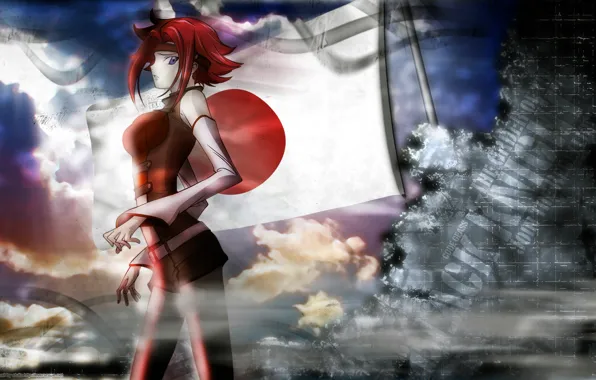 Картинка Япония, флаг, Code Geass, japan, Karen