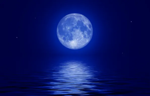 Картинка море, небо, звезды, ночь, луна