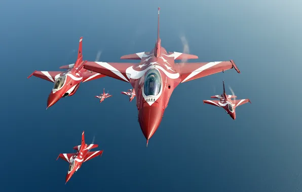 Картинка группа, F-16, Fighting Falcon, пилотажная, ВВС Сингапура, Чёрные Рыцари