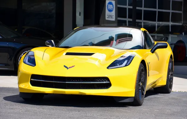 Картинка Corvette, yellow, Stingray, 2014