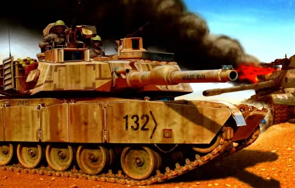 Картинка рисунок, арт, США, Abrams, основной боевой танк