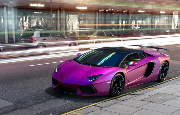Картинка фиолетовый, Lamborghini, автомобиль, Aventador, purple, ламборгини, violet, LP760-4, Oakley Design
