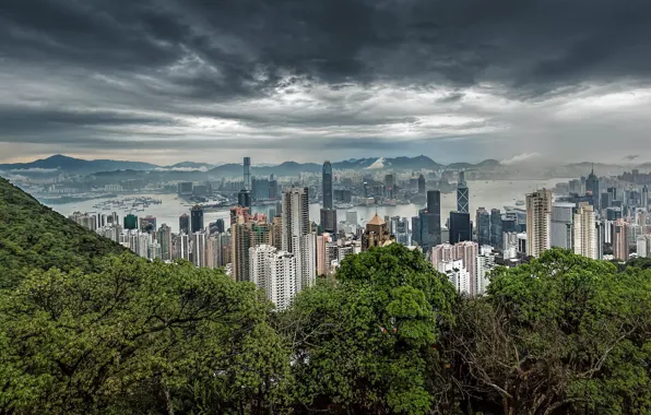 Картинка пейзаж, город, Hong Kong