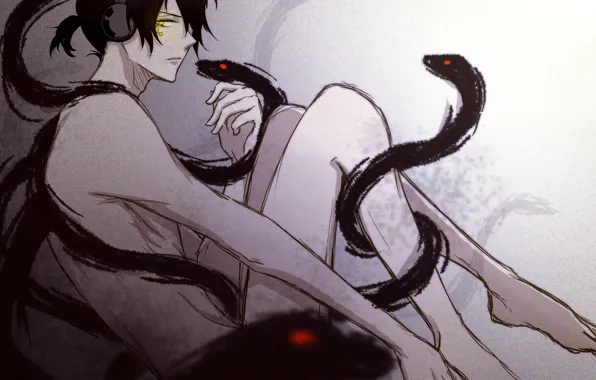 Картинка змеи, мужчина, Kagerou Project, Dark Konoha, Kokonose &quot;Konoha&quot; Haruka