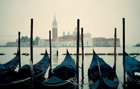 Картинка лодка, Италия, церковь, Венеция, канал, гондола
