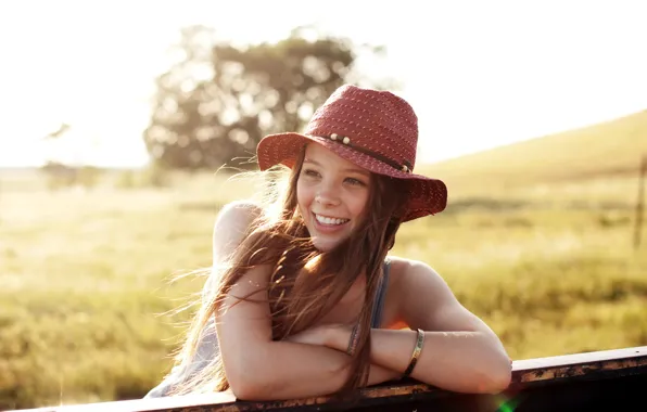 Картинка лето, девушка, улыбка, настроение, шляпа
