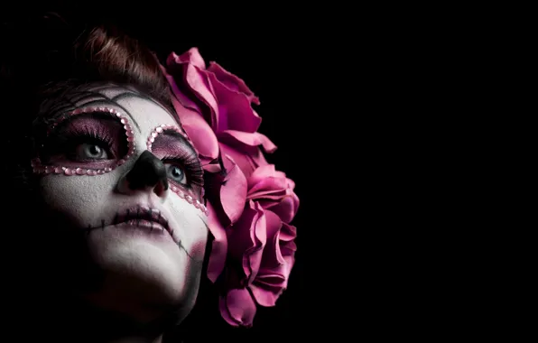 Картинка woman, makeup, pink sugar skull